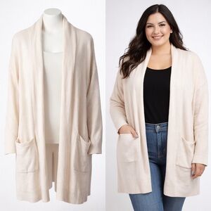 RDI | Cream Open Front Cardigan | Longline Soft Knit | Pockets | 2X